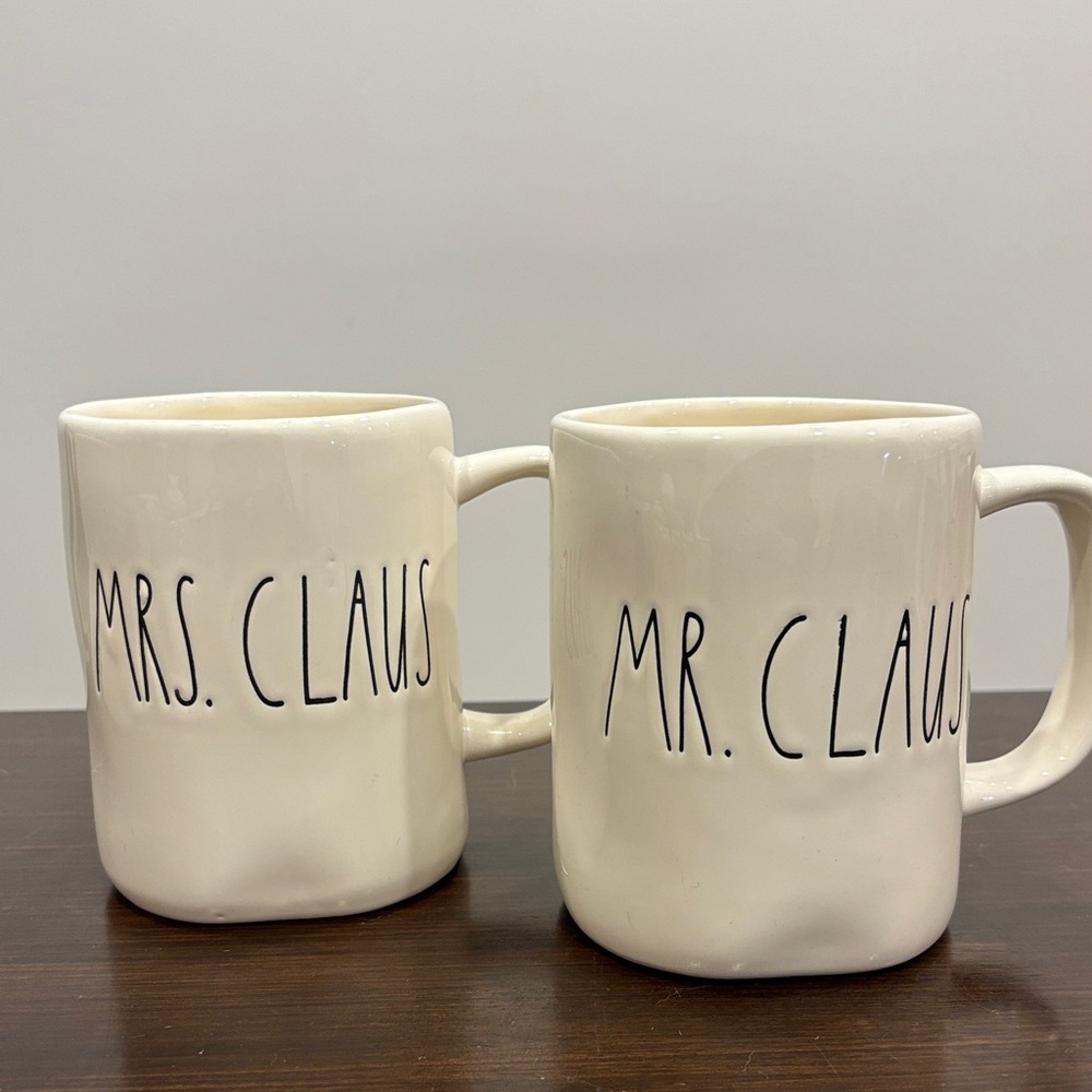 White Mr. and Mrs. Claus Mug Set